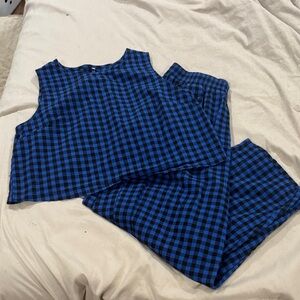 Blue and Black Checkered pant set